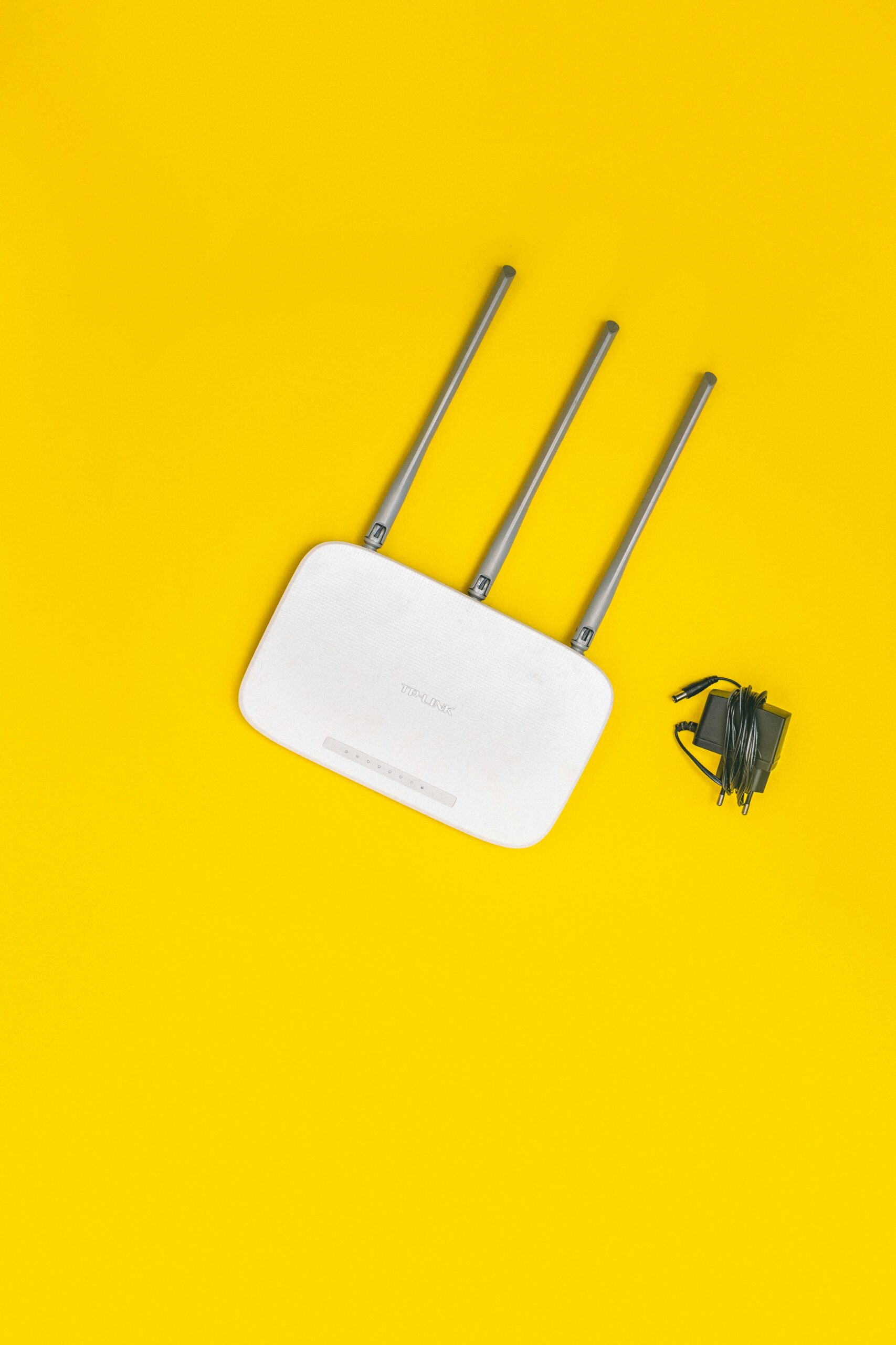 managed internet router on yellow background